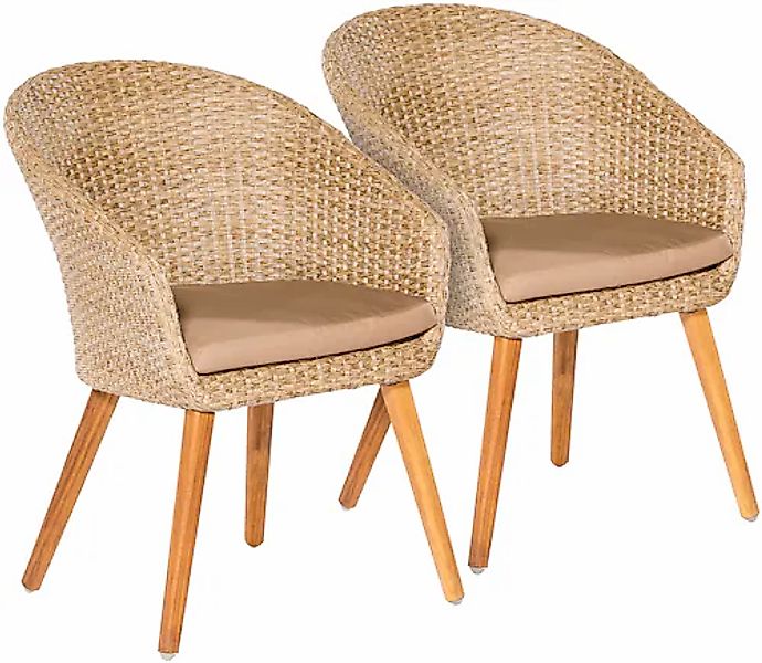 MERXX Gartenstuhl »Arrone« (Set) 2 Stk. 2er Set, Alu/Polyrattan/Akazie, bei günstig online kaufen
