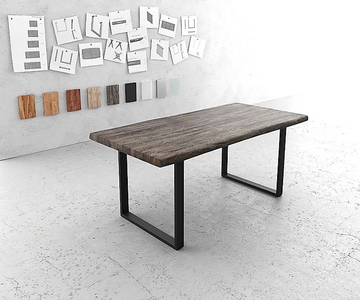 DELIFE Esstisch Edge, Akazie Platin 180x90 günstig online kaufen
