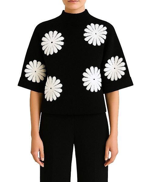Mississhop Rollkragenpullover Damen Pullover mit Blumenmuster günstig online kaufen