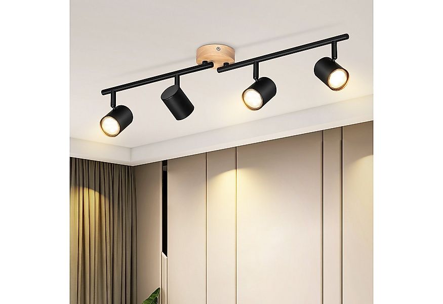 ZMH Deckenstrahler 4 Flammig - Holz Vintage Deckenleuchte GU10 für Schlafzi günstig online kaufen