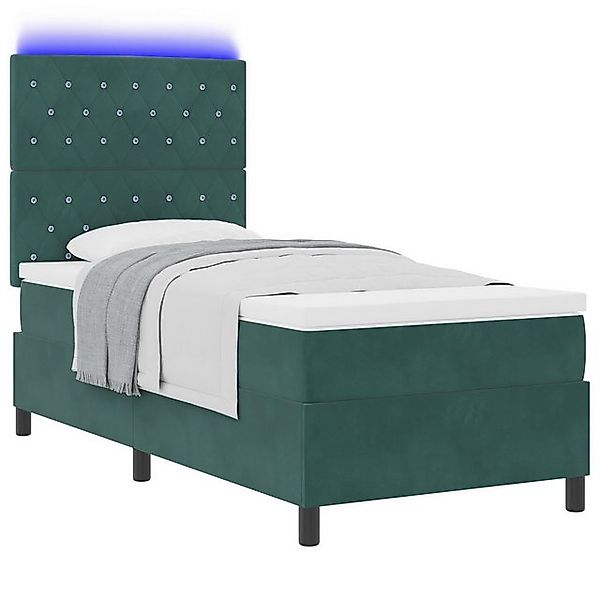 vidaXL Bett Boxspringbett mit Matratze & LED Dunkelgrün 90x190 cm Velvet (1 günstig online kaufen