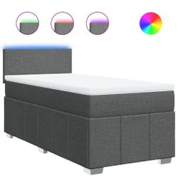 vidaXL Bett Boxspringbett mit Matratze Dunkelgrau günstig online kaufen