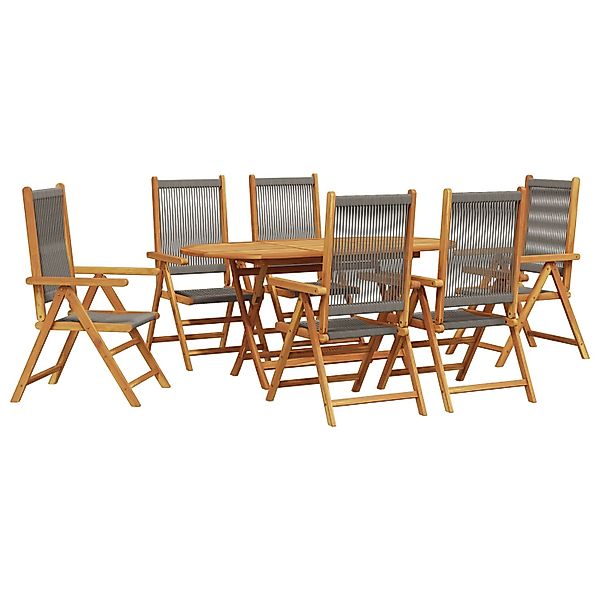 vidaXL 7-tlg Garten-Essgruppe Grau Massivholz Akazie & Poly Rattan 3375739 günstig online kaufen