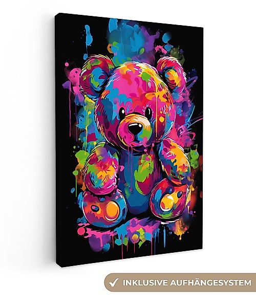OneMillionCanvasses® Leinwandbild Bär - Farbenfroh - günstig online kaufen