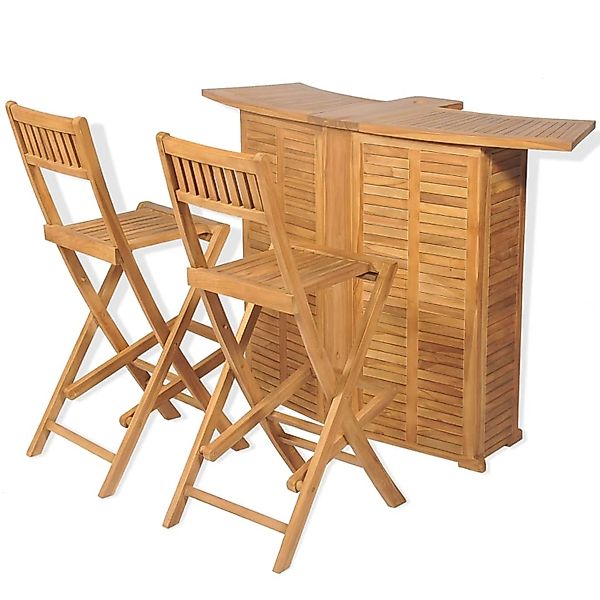 vidaXL 3-Tlg Bistro-Set mit Klappstühlen Massivholz Teak 43805 günstig online kaufen