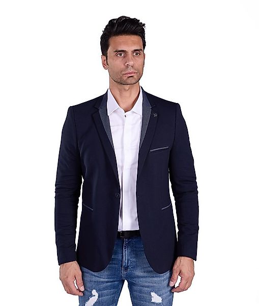 Denim Distriqt Jerseysakko Jersey Sakko mit Jeanskragen Navy Gr. 56 entspri günstig online kaufen