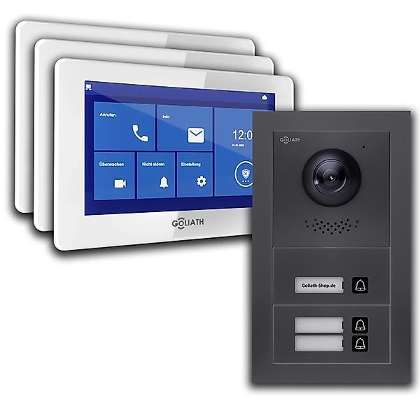 Goliath Basic Line 3-Familienhaus Video Türsprechanlage Monitor Weiß - Anth günstig online kaufen