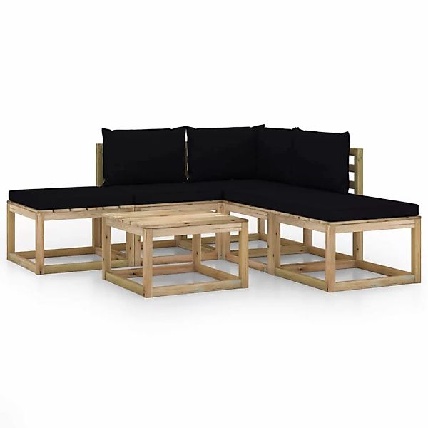 6-tlg. Garten-lounge-set Mit Schwarzen Kissen günstig online kaufen