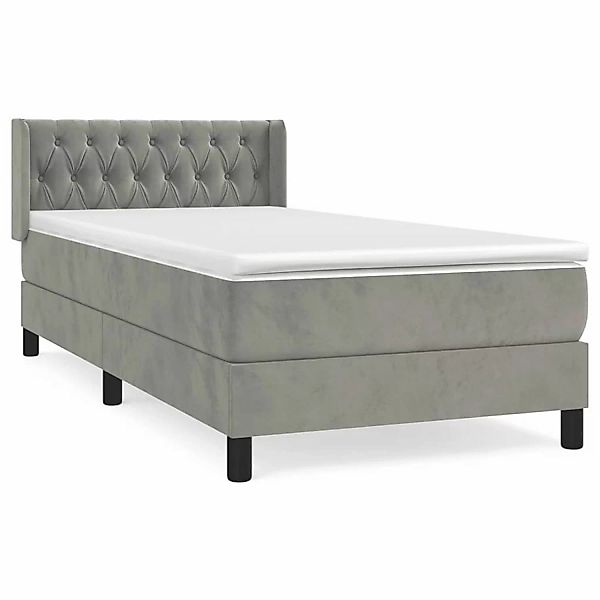 Vidaxl Boxspringbett Mit Matratze Hellgrau 100x200 Cm Samt günstig online kaufen