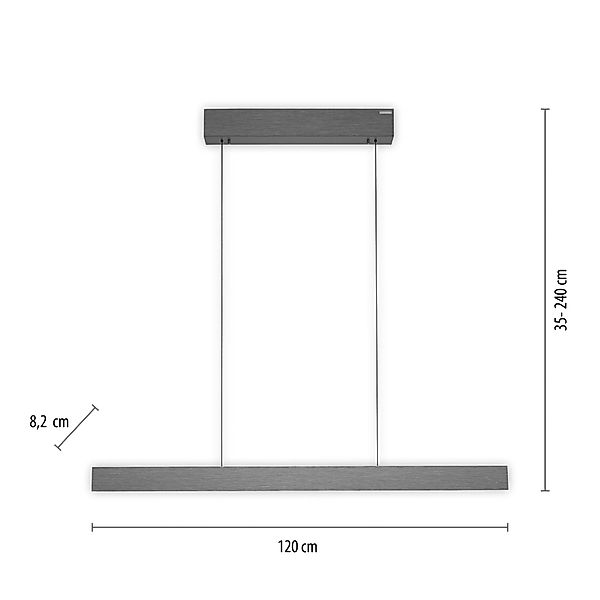 PURE E-Motion LED-Balken-Pendelleuchte, CCT, grau günstig online kaufen