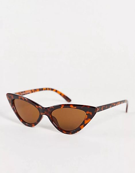 Monki – Valentina – Cat-Eye-Sonnenbrille in Braun mit spitzem Design in Sch günstig online kaufen