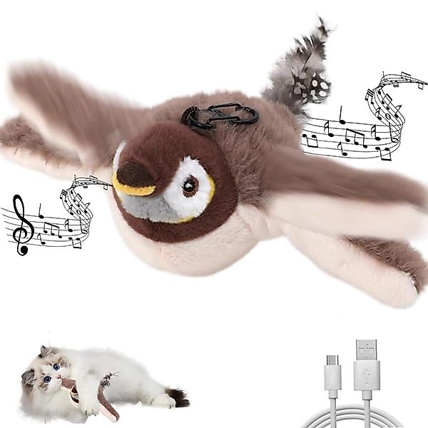 zggzerg Tierkuscheltier Katzenspielzeug Elektrisch Fliegender Vogel, günstig online kaufen