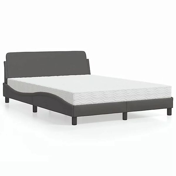 vidaXL Bett Bett mit Matratze Grau 140x200 cm Kunstleder günstig online kaufen