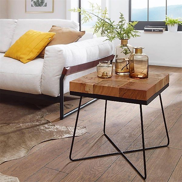 Wohnzimmertisch Modern Holztisch mit Metallbeinen B/H/T ca. 45/51/45cm günstig online kaufen