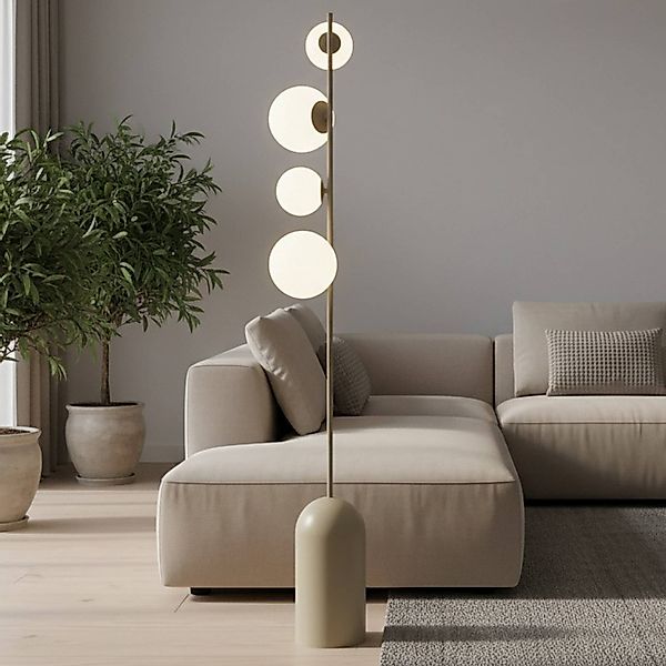 Stehleuchte Etno LP4, beige, Glas/Stahl, Höhe 140 cm, G9 günstig online kaufen