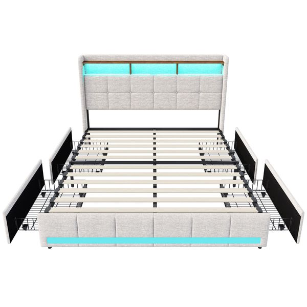 Furnishings Home Polsterbett LED Doppelbett 140x200cm, günstig online kaufen