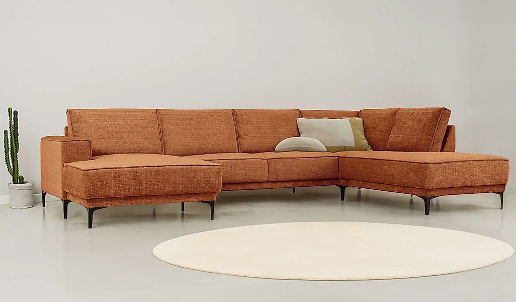 PLACES OF STYLE Wohnlandschaft "XXL Sofa Oland, Struktur, Flachgewebe, Luxu günstig online kaufen