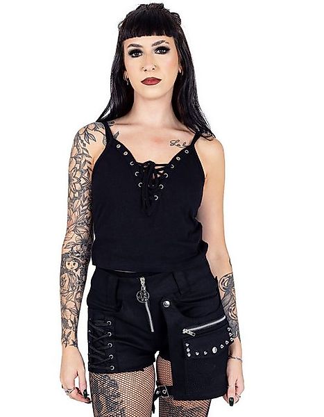 Chemical Black Trägertop Marlene Spaghetti-Top Gothic Goth Punk Schnürung günstig online kaufen