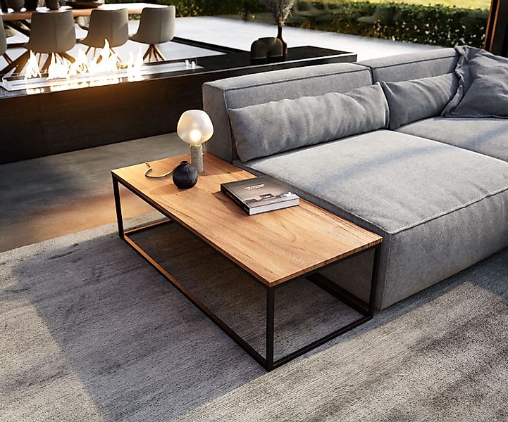 Couchtisch Tatius 120x50 Akazie Natur Gestell schwarz passend zu Sofa Sirpi günstig online kaufen