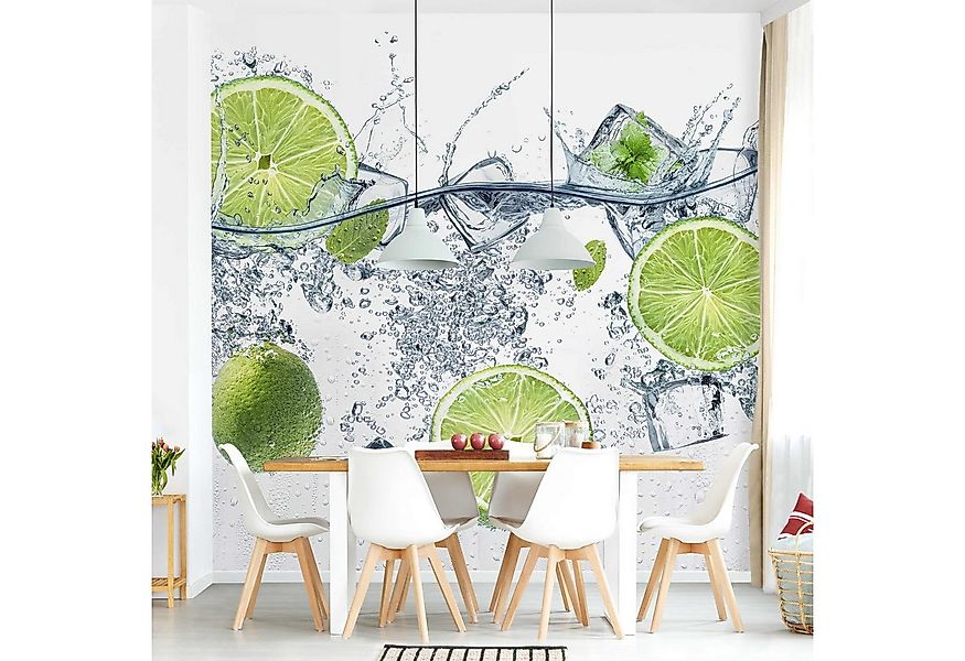 Bilderdepot24 Küchentapete Küche Erfrischende Limette Eiswürfe Wasser Kulin günstig online kaufen