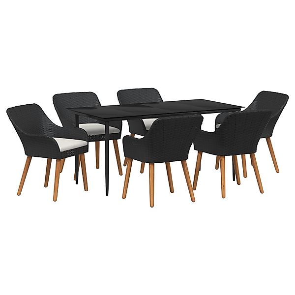 vidaXL 7-Teiliges Garten-Essset Schwarz Poly-Rattan 3261667 günstig online kaufen
