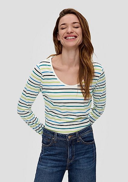 s.Oliver Langarmshirt T-Shirt Langarmshirt mit tiefem Rundhalsausschnitt günstig online kaufen