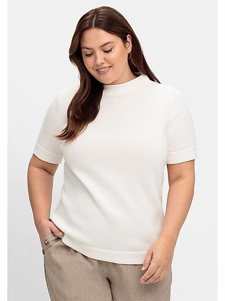 Sheego Stehkragenpullover "Große Größen", aus Baumwolle, mit Halbarm günstig online kaufen