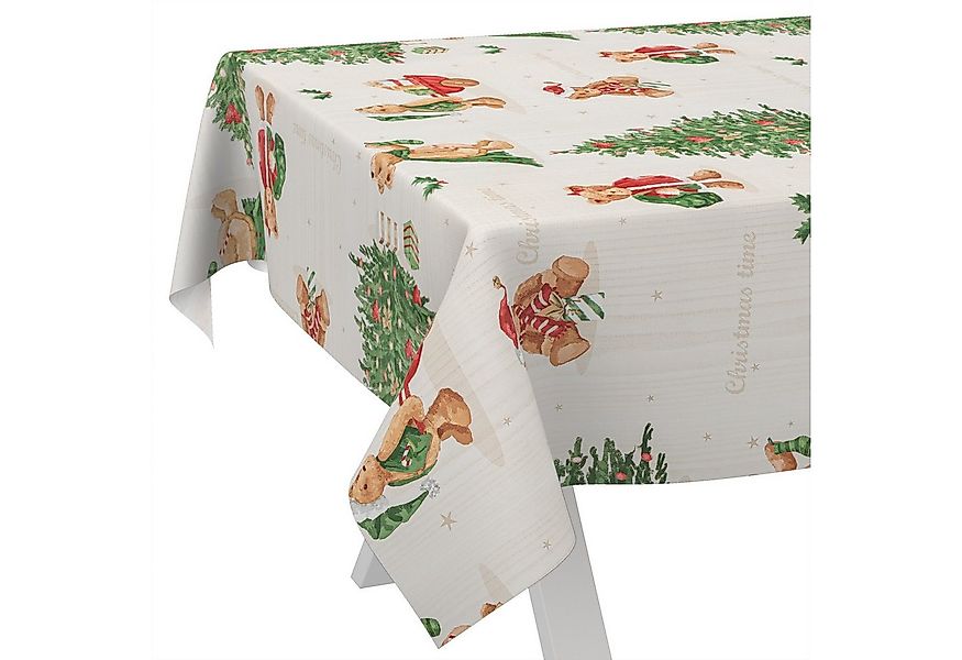 ANRO Tischdecke Wachstuch abwaschbar Teddybär Weihnachten Tischwäsche (Einz günstig online kaufen