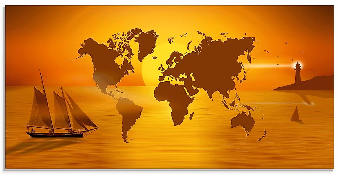 Artland Glasbild "Weltumsegelung" Landkarten 1 Stk. tlg. in verschiedenen G günstig online kaufen