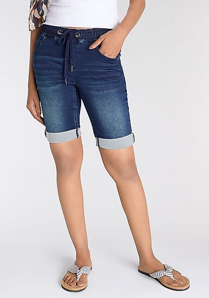 Arizona Jogg-Jeansbermudas hohe Leibhöhe, krempelbare Beinabschlüsse, günstig online kaufen