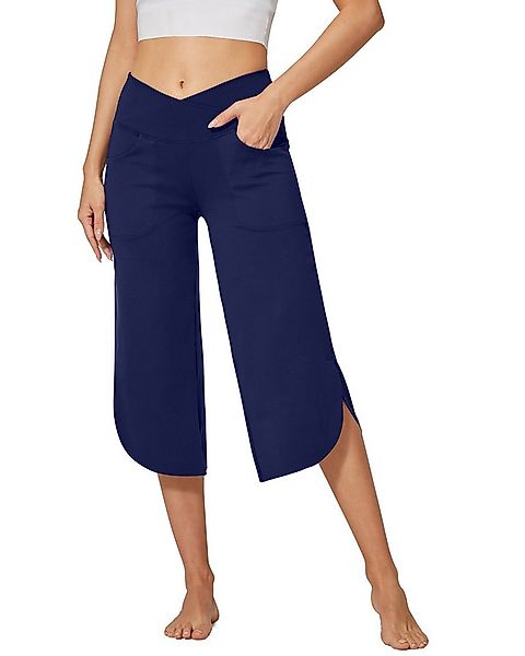 G4Free Yogahose Damen Weites Bein Caprihose High Waist 3/4 Straighthose Som günstig online kaufen