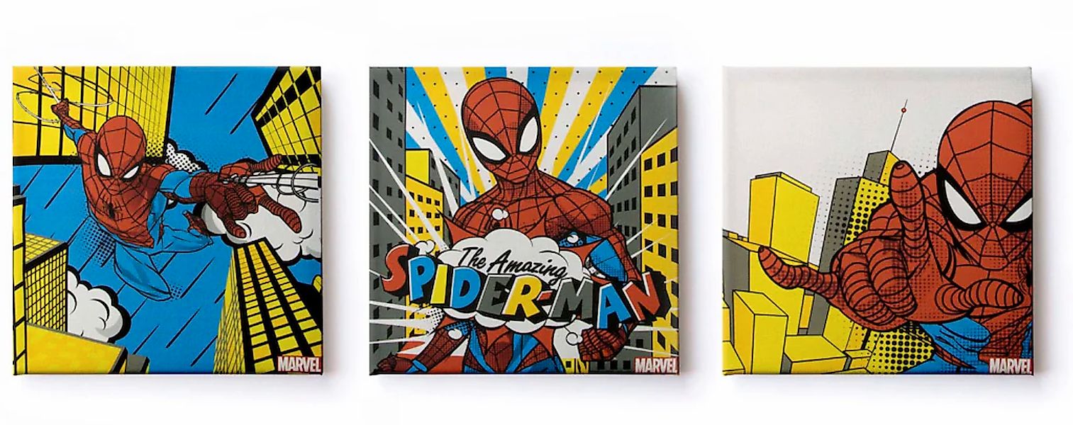 MARVEL Leinwandbild "Leinwandbilder Set of 3 Spiderman 3/30X30cm", (Packung günstig online kaufen