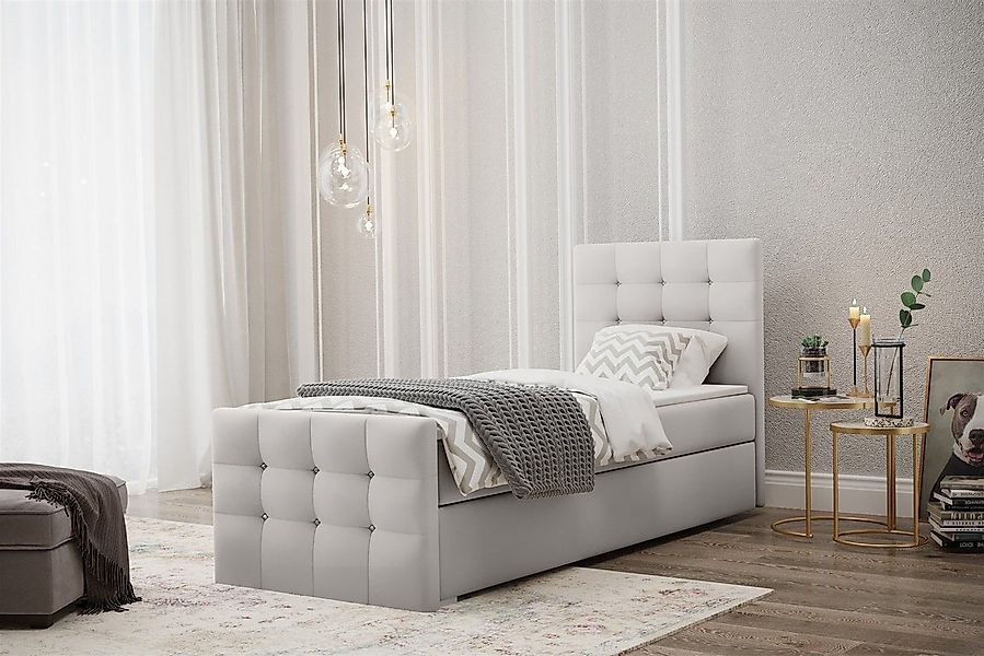 Fun Möbel Boxbett MAURO in Kunstleder Hellgrau 90 / 100 x 200 cm (1-St), in günstig online kaufen