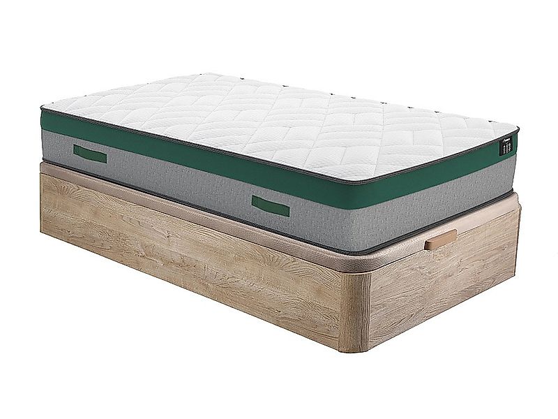 Set aus Bettgestell mit Bettkasten + Taschenfederkernmatratze - 90 x 190 cm günstig online kaufen