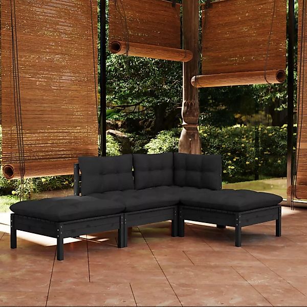 4-tlg. Garten-lounge-set Mit Kissen Kiefer Massivholz günstig online kaufen