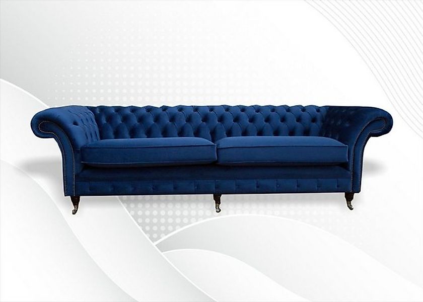 Xlmoebel 4-Sitzer Großes blaues XXL-Sofa Chesterfield 265 cm Polstersofa 4- günstig online kaufen