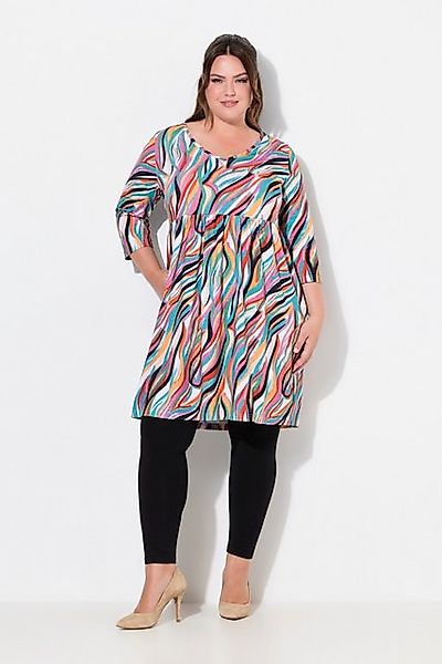 Ulla Popken Jerseykleid Jerseykleid Pinselstrichmuster A-Linie 3/4-Arm günstig online kaufen