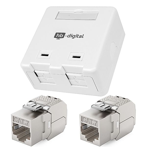 hb-digital Set Anschlussbox 2 Port Keystone Module CAT 7 günstig online kaufen