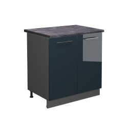 Vicco Spülenunterschrank Fame-Line, Dunkelblau Hochglanz/Anthrazit, 80 günstig online kaufen