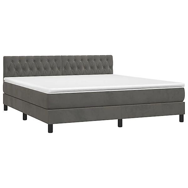 vidaXL Boxspringbett mit Matratze & LED Dunkelgrau 180x200 cm Samt 3134598 günstig online kaufen