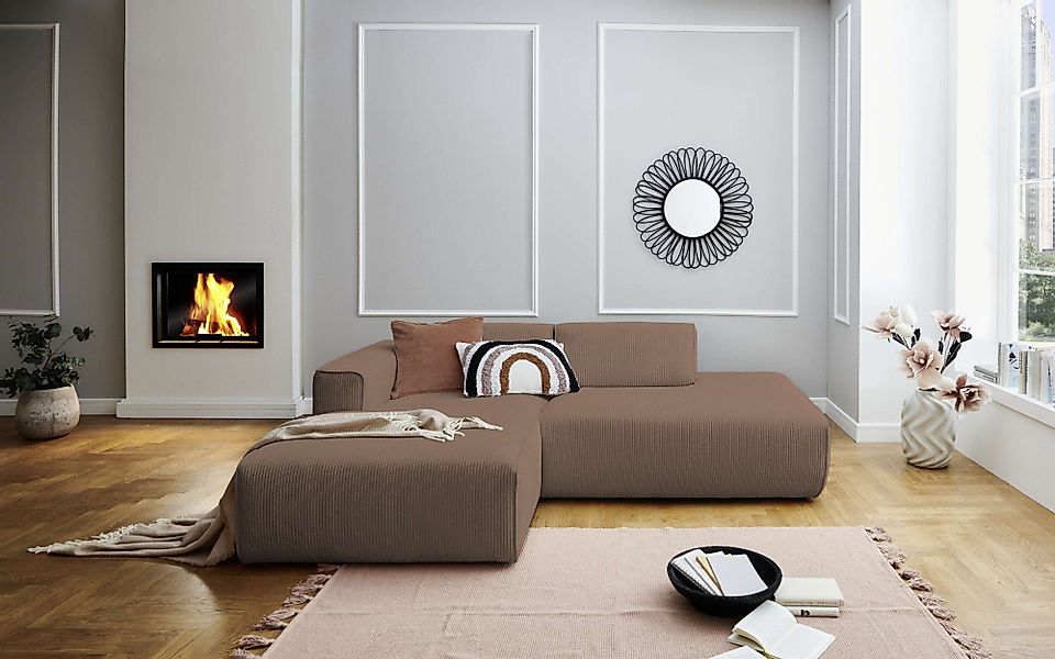 andas Ecksofa "Noord mit Kedernaht, Breite 227 cm, L-Form", Cord, Struktur, günstig online kaufen