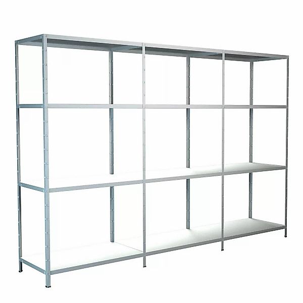 Schulte Steck-Grund- und 2 x Anbauregale 180 cm x 340 cm x 50 cm Weiß günstig online kaufen