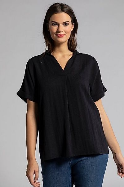 Ulla Popken Tunika Bluse Rücken-Knöpfe Oversized Zierfalte Halbarm günstig online kaufen