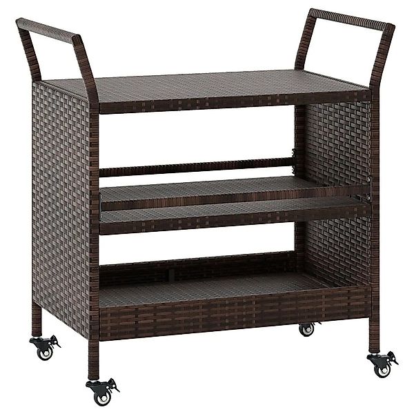 Costway Servierwagen Rattan Küchenwagen mit 3 Ablagen 86 x 50 x 89 cm günstig online kaufen