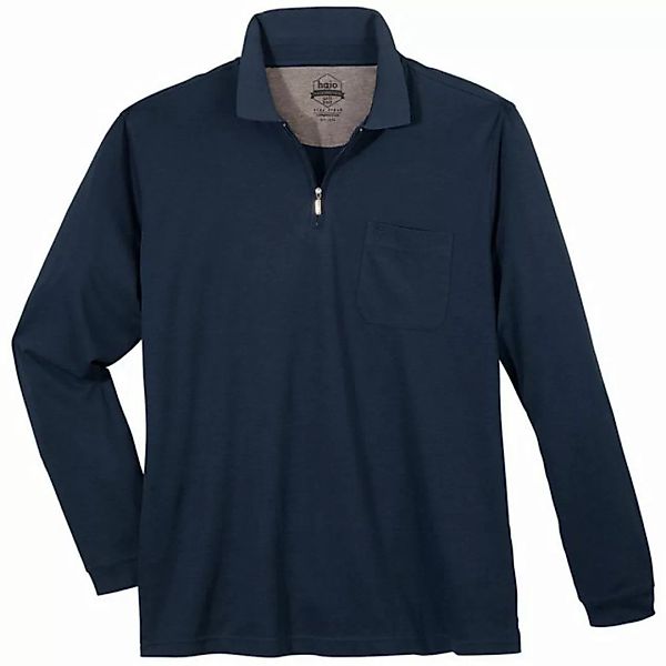 Hajo Langarm-Poloshirt Große Größen Herren Langarm-Poloshirt Softknit marin günstig online kaufen