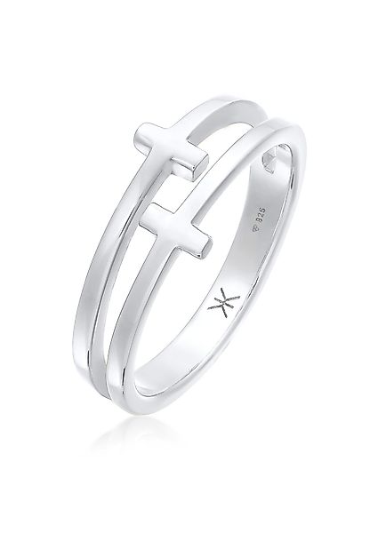 Kuzzoi Silberring Herren Kreuz Double 925 günstig online kaufen