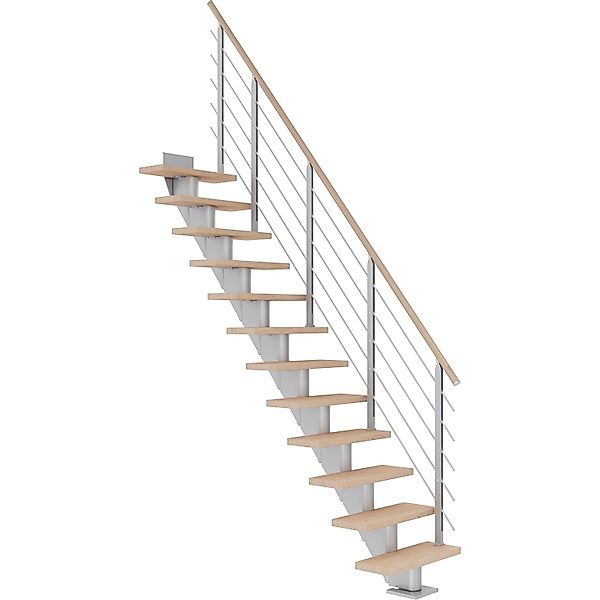 Dolle Mittelholmtreppe Frankfurt Eiche Weiß Perlgrau GH bis 279 cm Gerade 7 günstig online kaufen