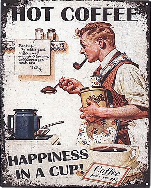 Moritz Metallschild Blechschild Hot Coffee Happiness, (Einzeln), 20 x 25cm günstig online kaufen