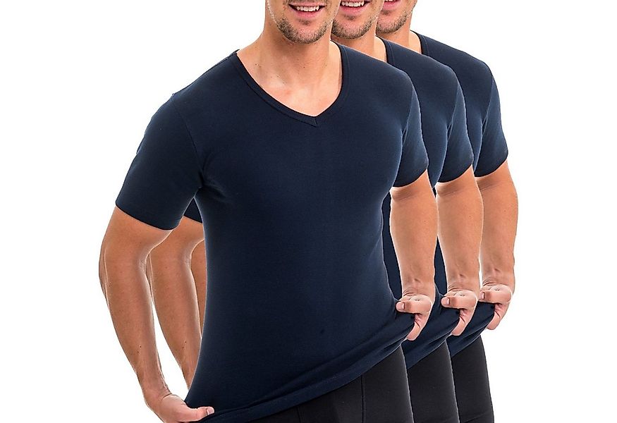 HERMKO Unterziehshirt 4880 3er Pack Herren kurzarm Business Shirt V-Neck 10 günstig online kaufen