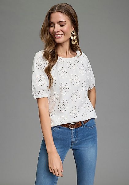 Laura Scott Schlupfbluse mit echter Lochstickerei, aus Baumwolle günstig online kaufen